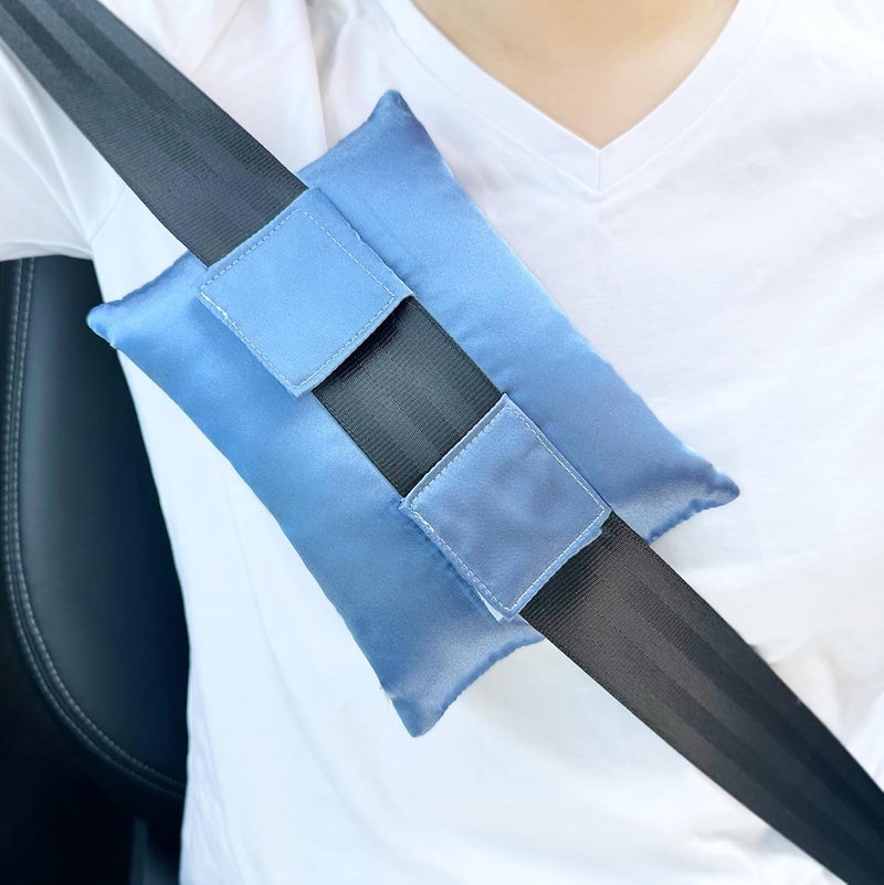 HapiPoppy Port Pillows Chemo Port Pillow for Seatbelt Pacemaker Chest Protector Chemo Patients Cancer Open-Heart Incision Recovery Post Surgery Support Cushion Gifts, Silky Satin Haze Blue - Image 1